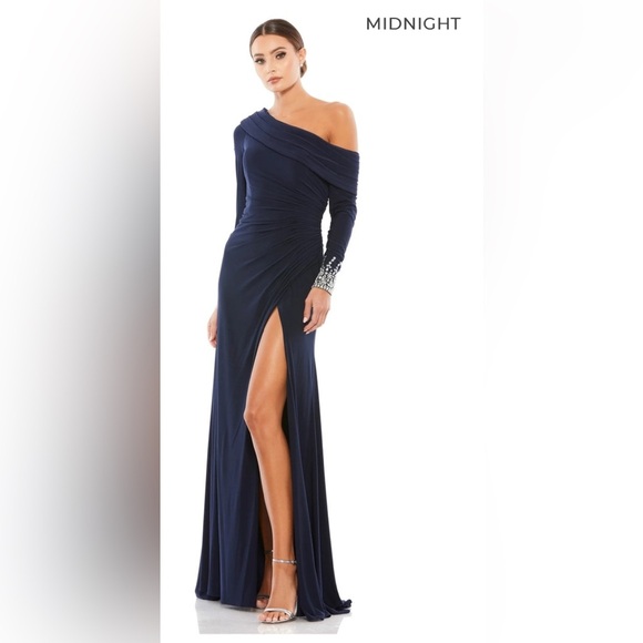 Stunning Jewel Cuffed Asymmetrical Dress by Mac Duggal NWT # 12527 - Picture 1 of 8